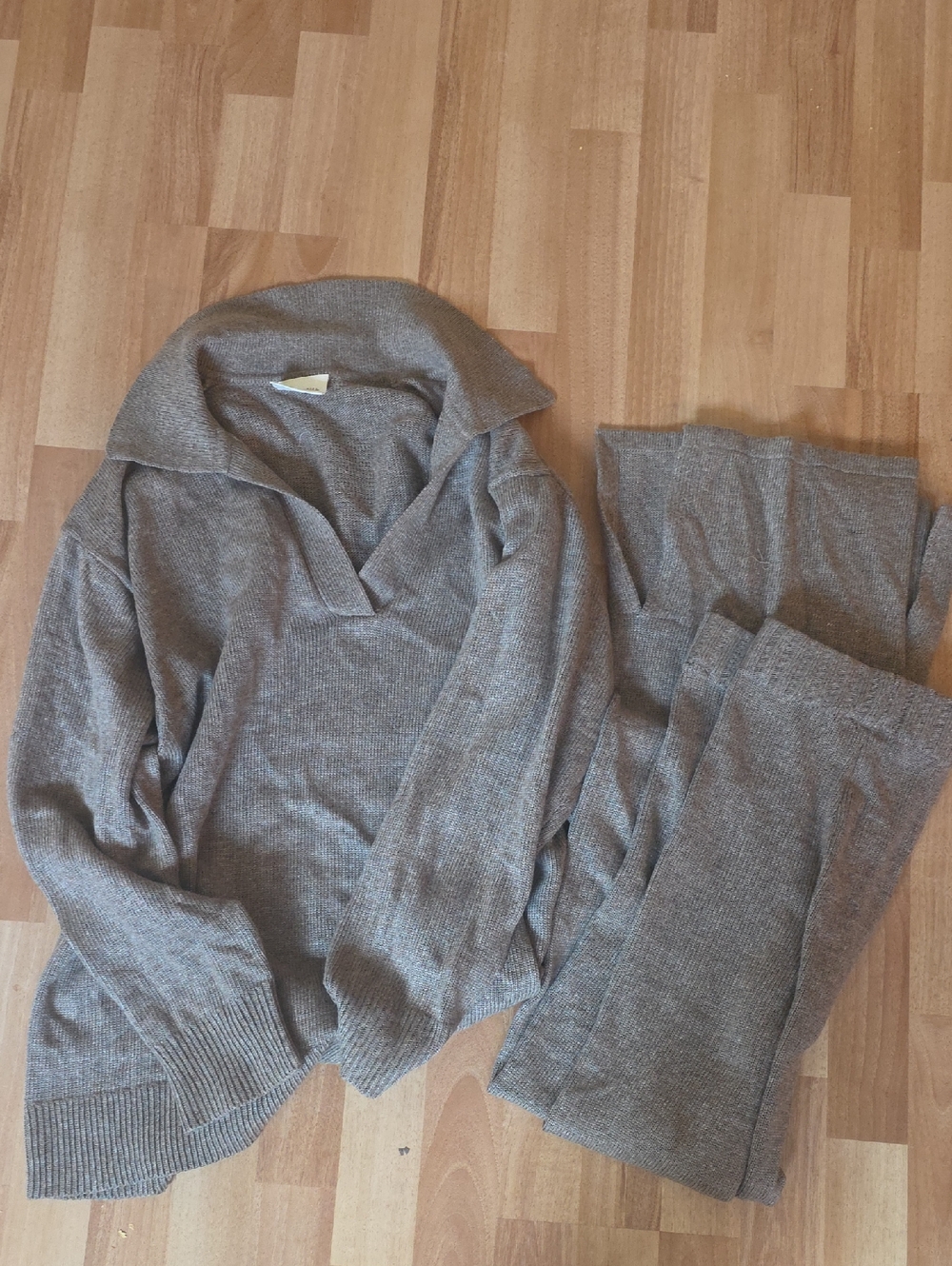 Vici Cozy Ribbed Knit Sweater and Pants Set - Brown